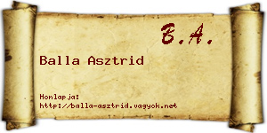 Balla Asztrid névjegykártya